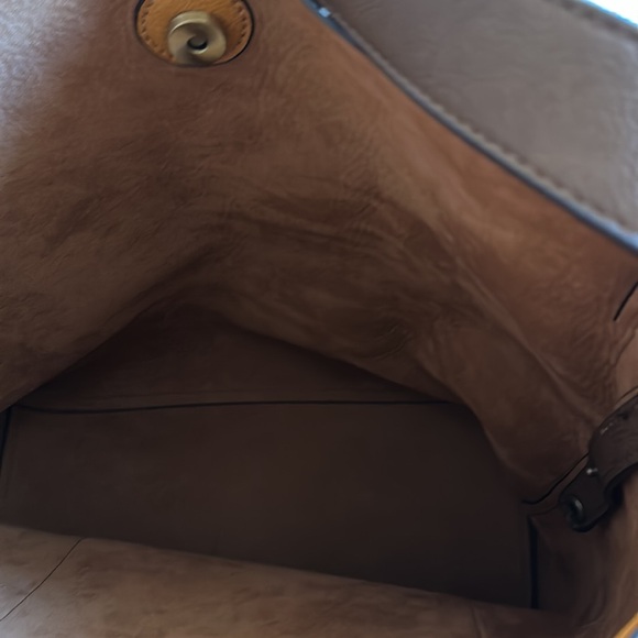 Camel and dark brown real leather hobo bag - Picture 4 of 4